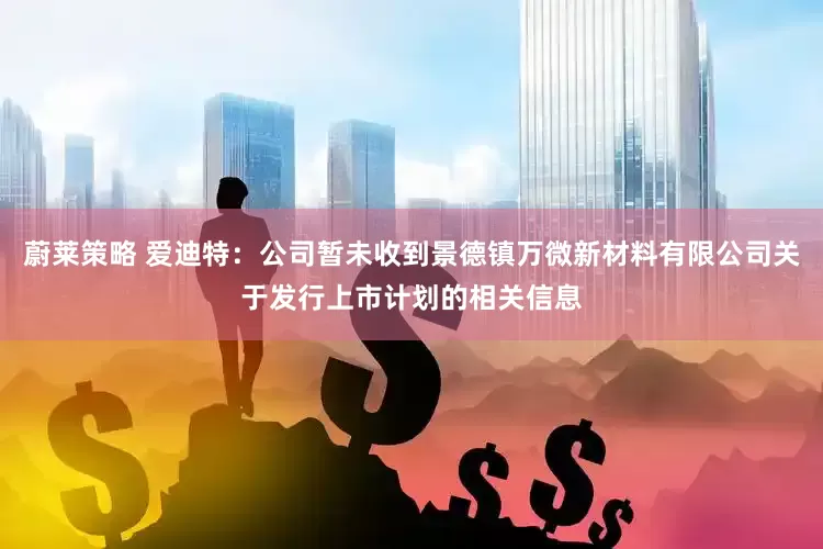 蔚莱策略 爱迪特：公司暂未收到景德镇万微新材料有限公司关于发行上市计划的相关信息